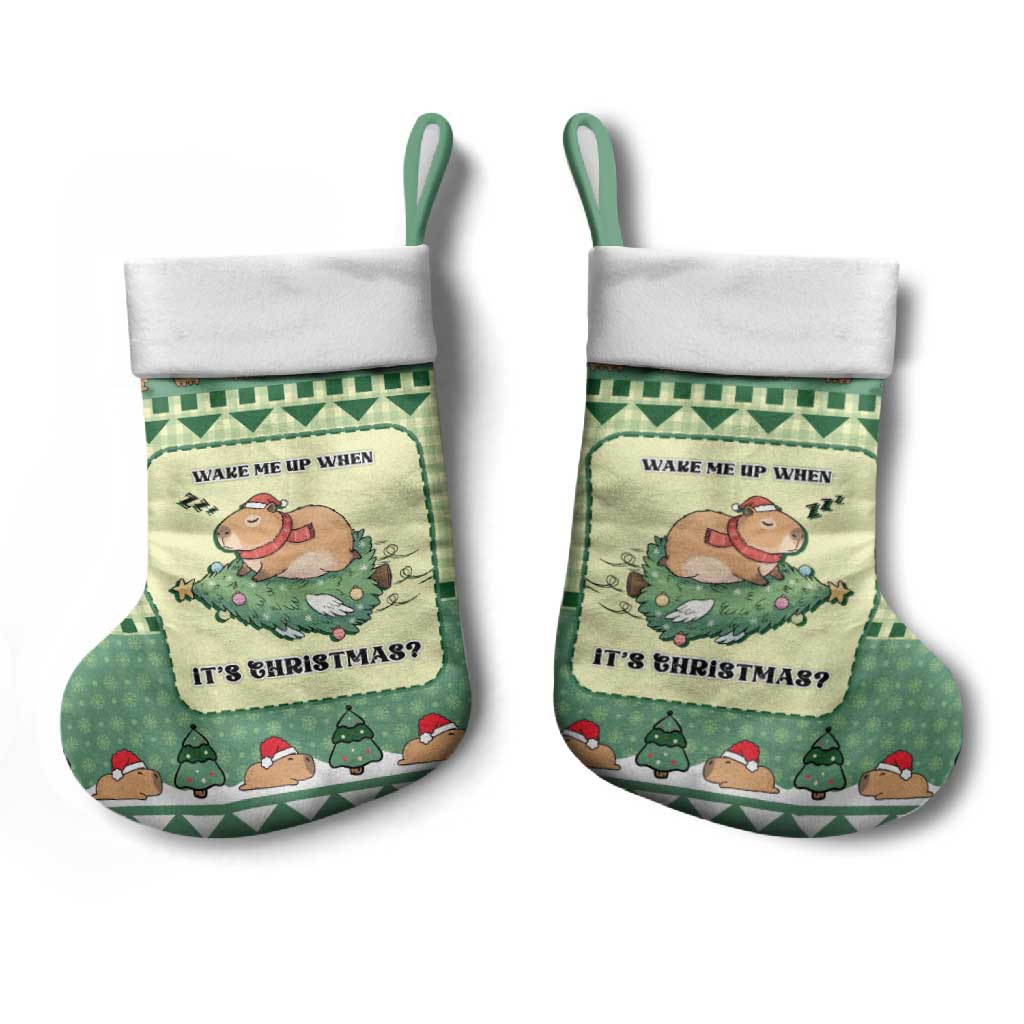 Capybara Christmas Stocking Wake Me Up When It's Christmas - Wonder Print Shop