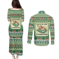 Capybara Christmas Couples Matching Puletasi and Long Sleeve Button Shirt Wake Me Up When It's Christmas - Wonder Print Shop