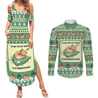 Capybara Christmas Couples Matching Summer Maxi Dress and Long Sleeve Button Shirt Wake Me Up When It's Christmas - Wonder Print Shop