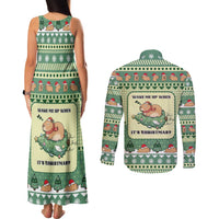 Capybara Christmas Couples Matching Tank Maxi Dress and Long Sleeve Button Shirt Wake Me Up When It's Christmas - Wonder Print Shop