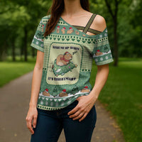 Capybara Christmas Cross Shoulder Shirt Wake Me Up When It's Christmas - Wonder Print Shop