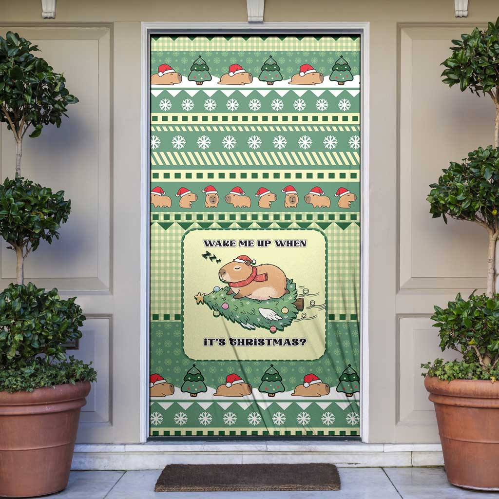 Capybara Christmas Door Cover Wake Me Up When It's Christmas - Wonder Print Shop