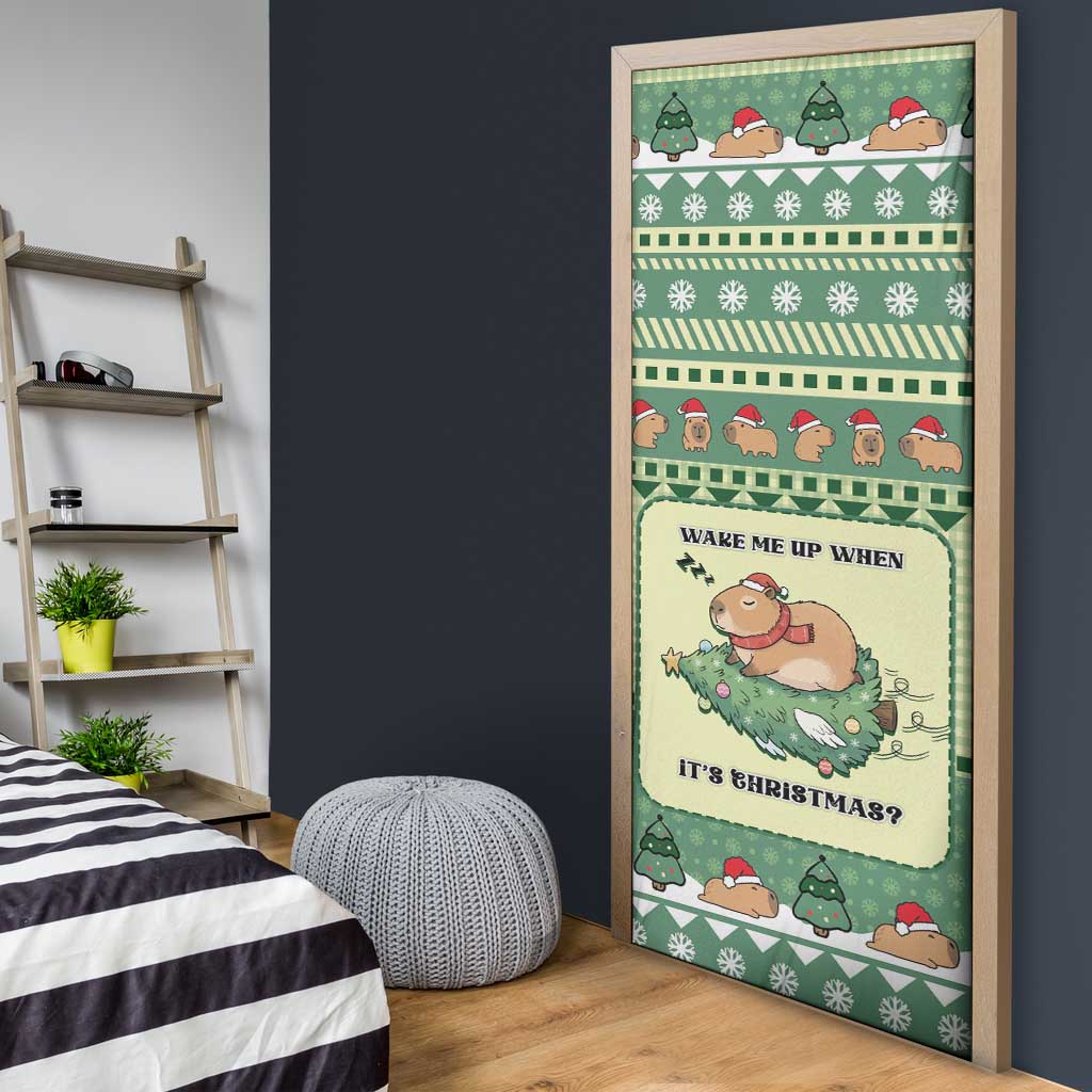 Capybara Christmas Door Cover Wake Me Up When It's Christmas - Wonder Print Shop