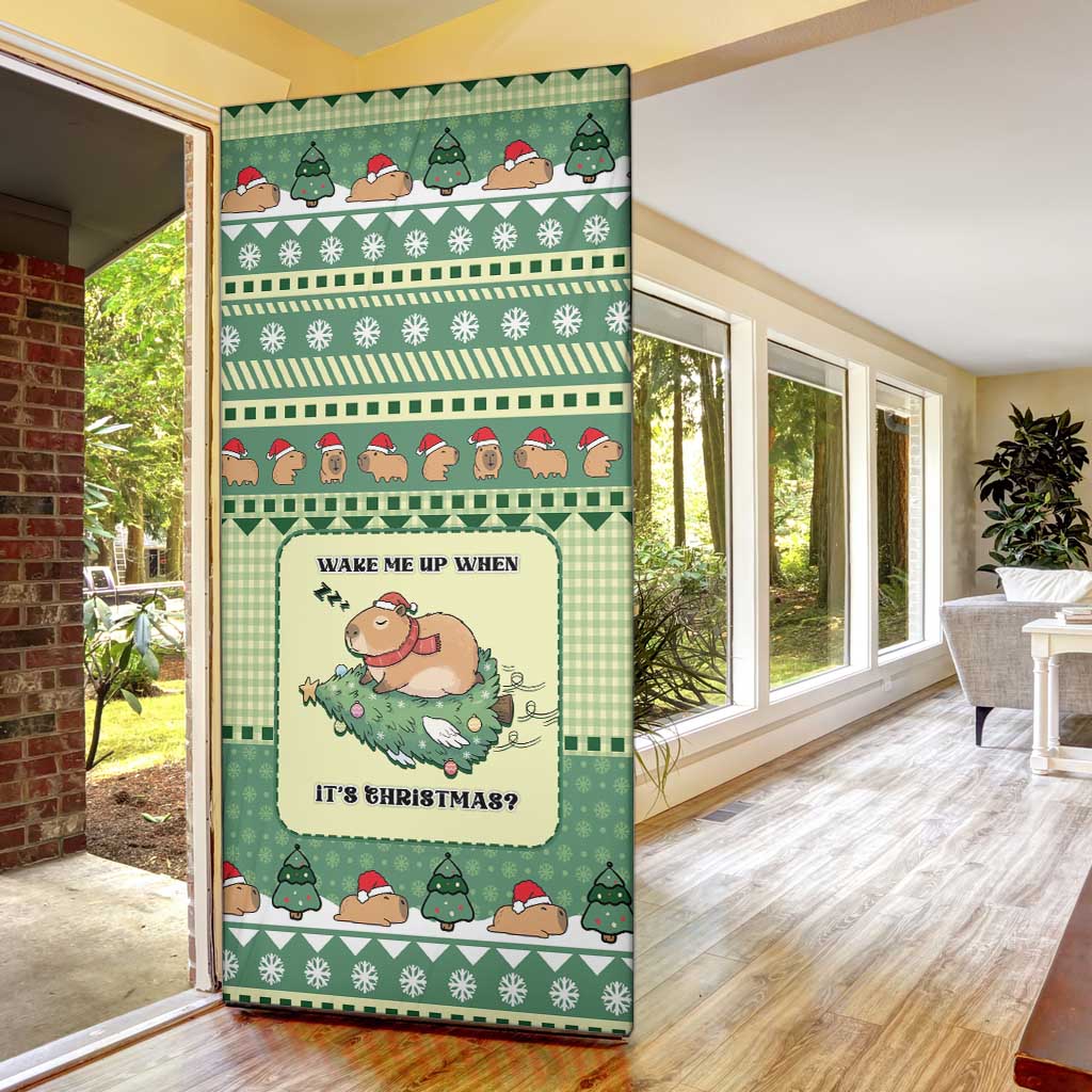 Capybara Christmas Door Cover Wake Me Up When It's Christmas - Wonder Print Shop