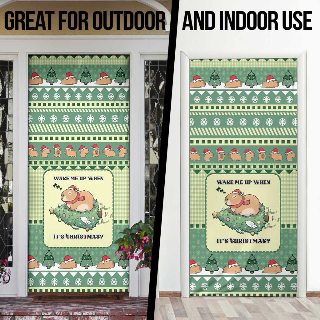 Capybara Christmas Door Cover Wake Me Up When It's Christmas - Wonder Print Shop