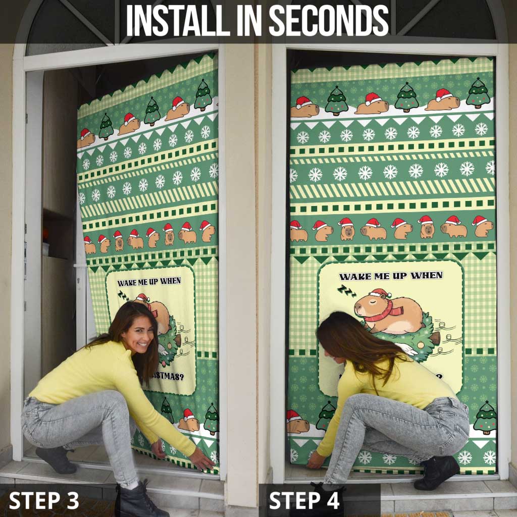 Capybara Christmas Door Cover Wake Me Up When It's Christmas - Wonder Print Shop