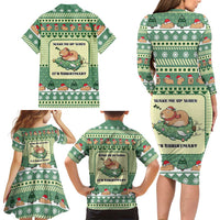 Capybara Christmas Family Matching Long Sleeve Bodycon Dress and Hawaiian Shirt Wake Me Up When It's Christmas - Wonder Print Shop