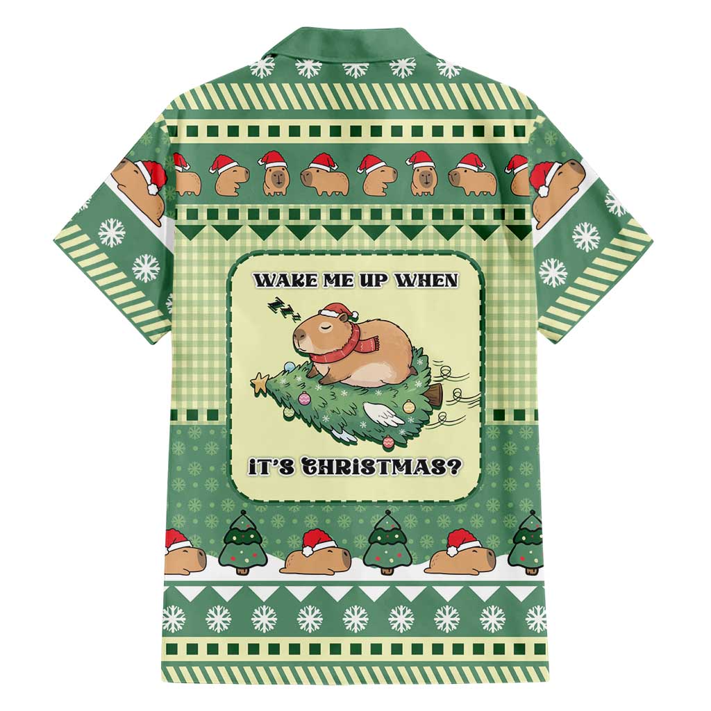 Capybara Christmas Family Matching Long Sleeve Bodycon Dress and Hawaiian Shirt Wake Me Up When It's Christmas - Wonder Print Shop