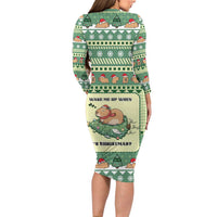 Capybara Christmas Family Matching Long Sleeve Bodycon Dress and Hawaiian Shirt Wake Me Up When It's Christmas - Wonder Print Shop