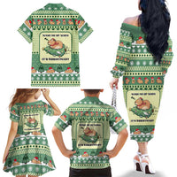 Capybara Christmas Family Matching Off The Shoulder Long Sleeve Dress and Hawaiian Shirt Wake Me Up When It's Christmas - Wonder Print Shop