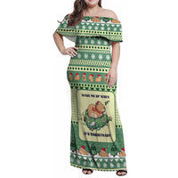 Capybara Christmas Family Matching Off Shoulder Maxi Dress and Hawaiian Shirt Wake Me Up When It's Christmas - Wonder Print Shop