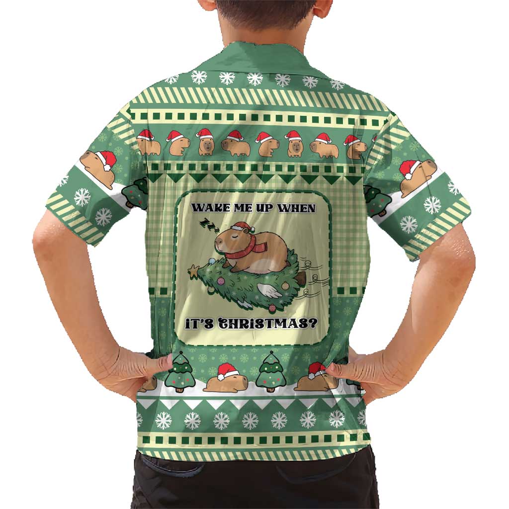 Capybara Christmas Family Matching Off Shoulder Short Dress and Hawaiian Shirt Wake Me Up When It's Christmas - Wonder Print Shop