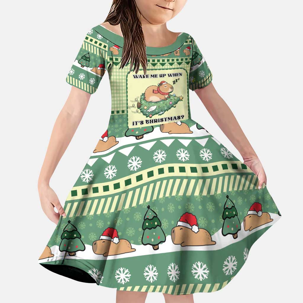 Capybara Christmas Family Matching Off Shoulder Short Dress and Hawaiian Shirt Wake Me Up When It's Christmas - Wonder Print Shop