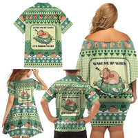 Capybara Christmas Family Matching Off Shoulder Short Dress and Hawaiian Shirt Wake Me Up When It's Christmas - Wonder Print Shop