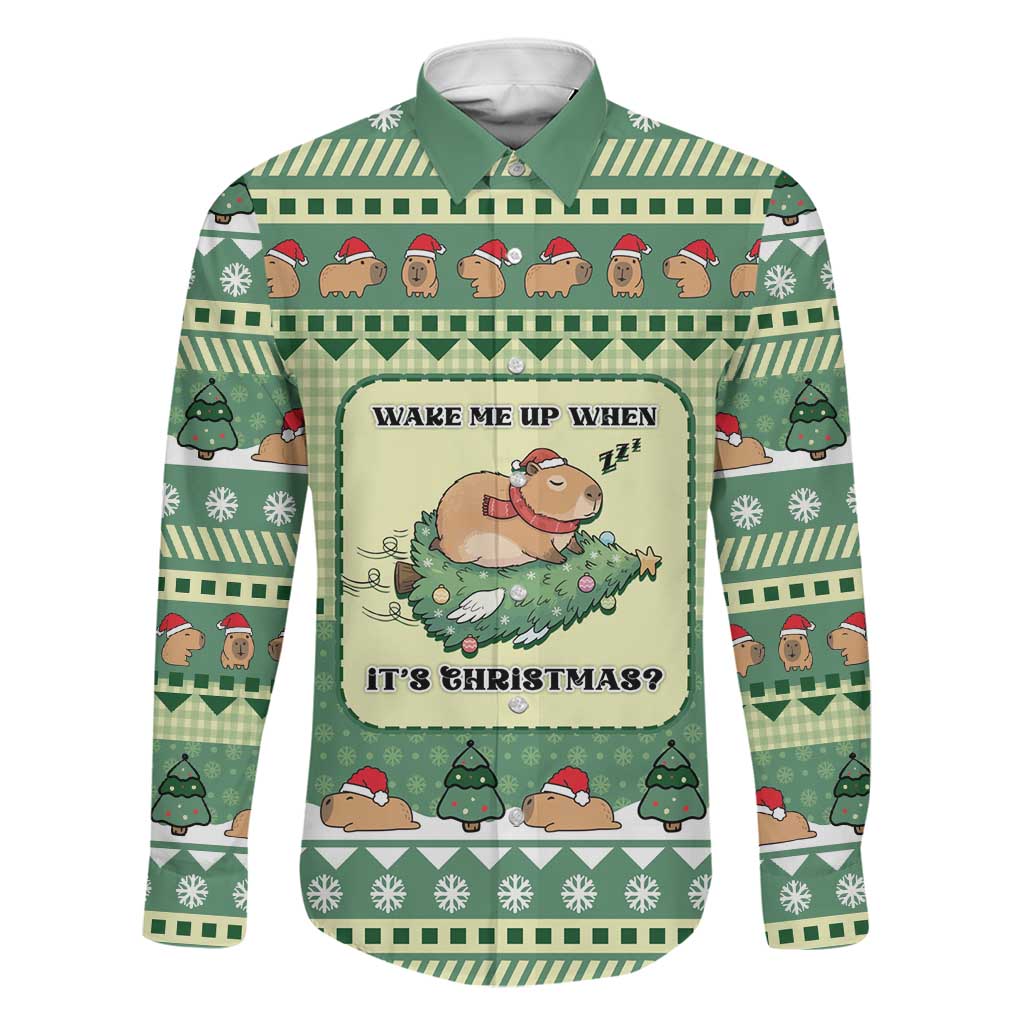Capybara Christmas Family Matching Off Shoulder Short Dress and Hawaiian Shirt Wake Me Up When It's Christmas - Wonder Print Shop