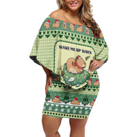 Capybara Christmas Family Matching Off Shoulder Short Dress and Hawaiian Shirt Wake Me Up When It's Christmas - Wonder Print Shop