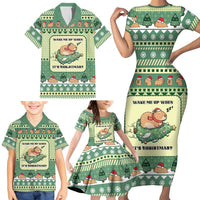 Capybara Christmas Family Matching Short Sleeve Bodycon Dress and Hawaiian Shirt Wake Me Up When It's Christmas - Wonder Print Shop