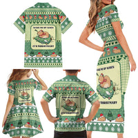 Capybara Christmas Family Matching Short Sleeve Bodycon Dress and Hawaiian Shirt Wake Me Up When It's Christmas - Wonder Print Shop