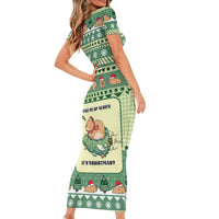 Capybara Christmas Family Matching Short Sleeve Bodycon Dress and Hawaiian Shirt Wake Me Up When It's Christmas - Wonder Print Shop