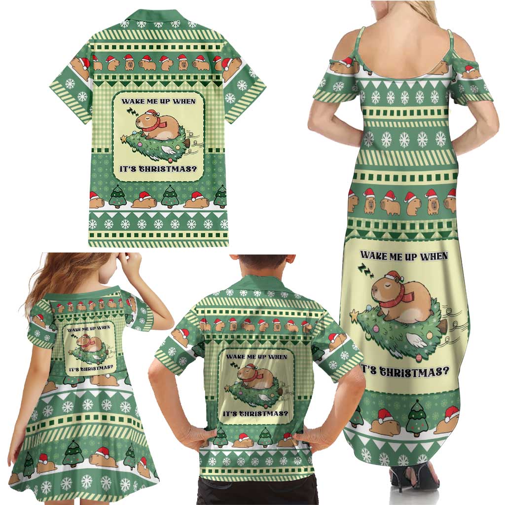 Capybara Christmas Family Matching Summer Maxi Dress and Hawaiian Shirt Wake Me Up When It's Christmas - Wonder Print Shop