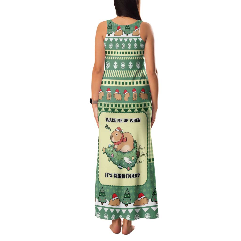 Capybara Christmas Family Matching Tank Maxi Dress and Hawaiian Shirt Wake Me Up When It's Christmas - Wonder Print Shop