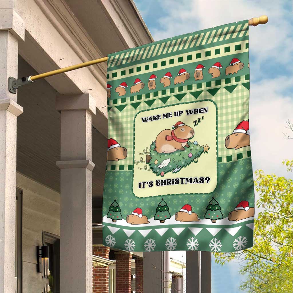 Capybara Christmas Garden Flag Wake Me Up When It's Christmas - Wonder Print Shop