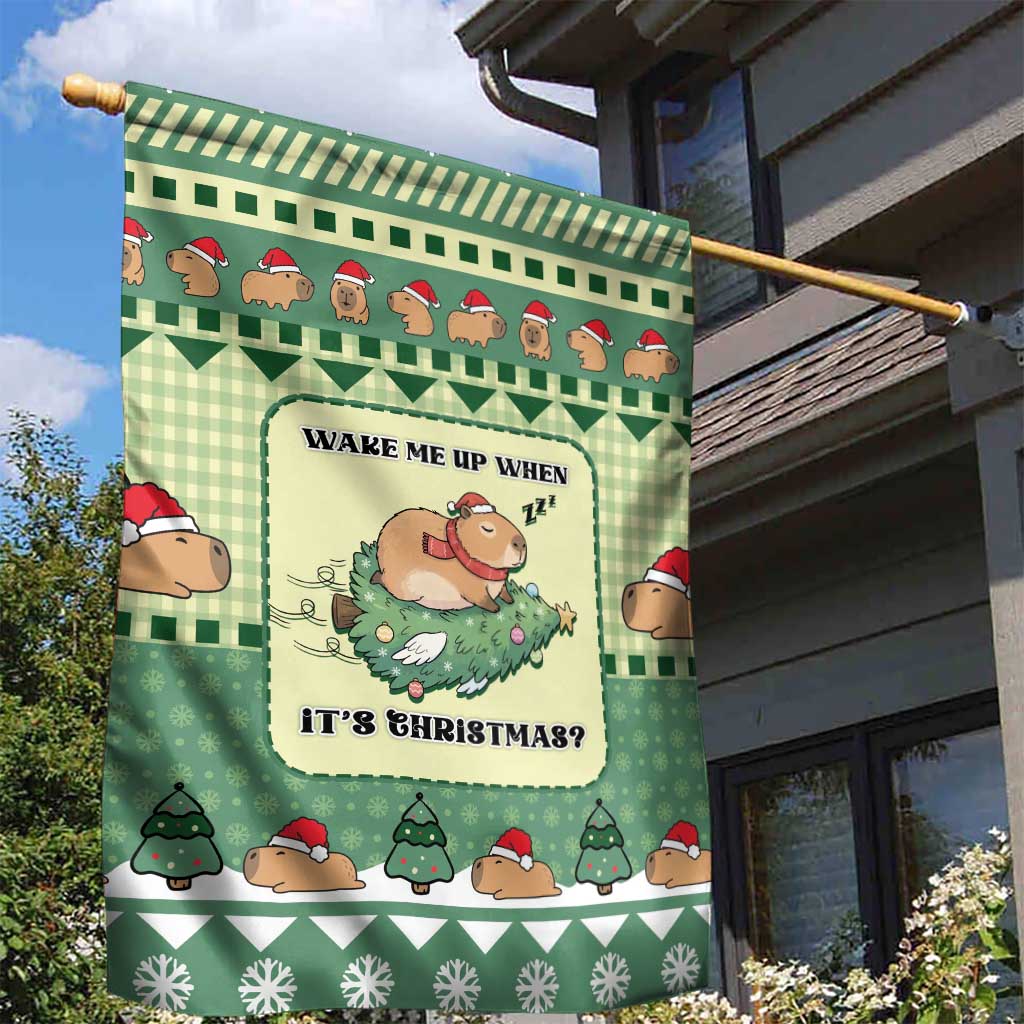 Capybara Christmas Garden Flag Wake Me Up When It's Christmas - Wonder Print Shop