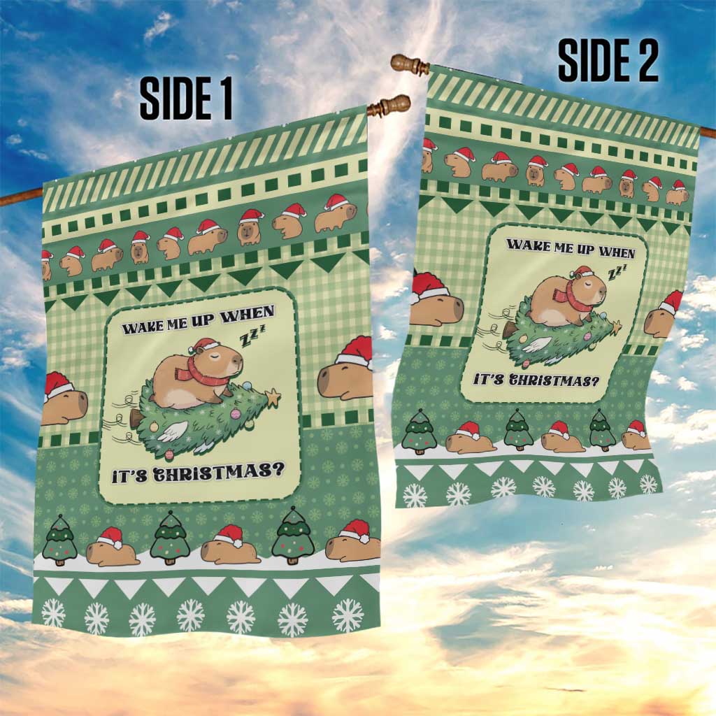 Capybara Christmas Garden Flag Wake Me Up When It's Christmas - Wonder Print Shop