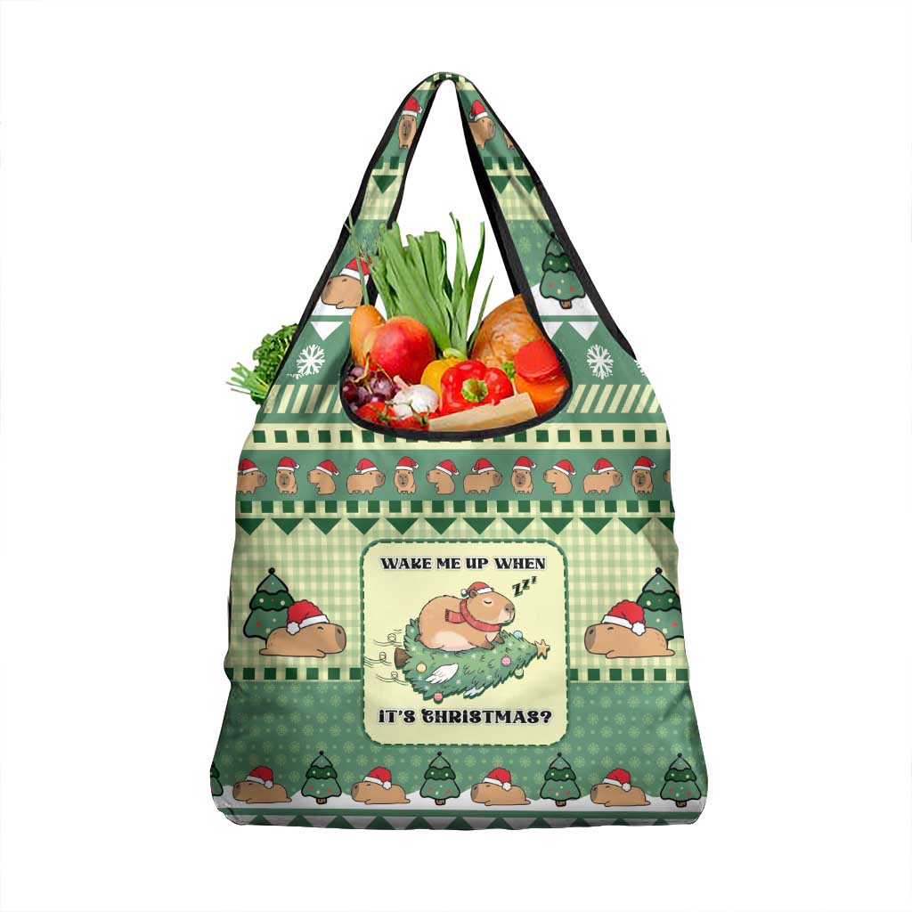 Capybara Christmas Grocery Bag Wake Me Up When It's Christmas - Wonder Print Shop