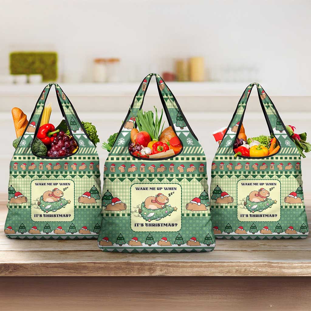 Capybara Christmas Grocery Bag Wake Me Up When It's Christmas - Wonder Print Shop
