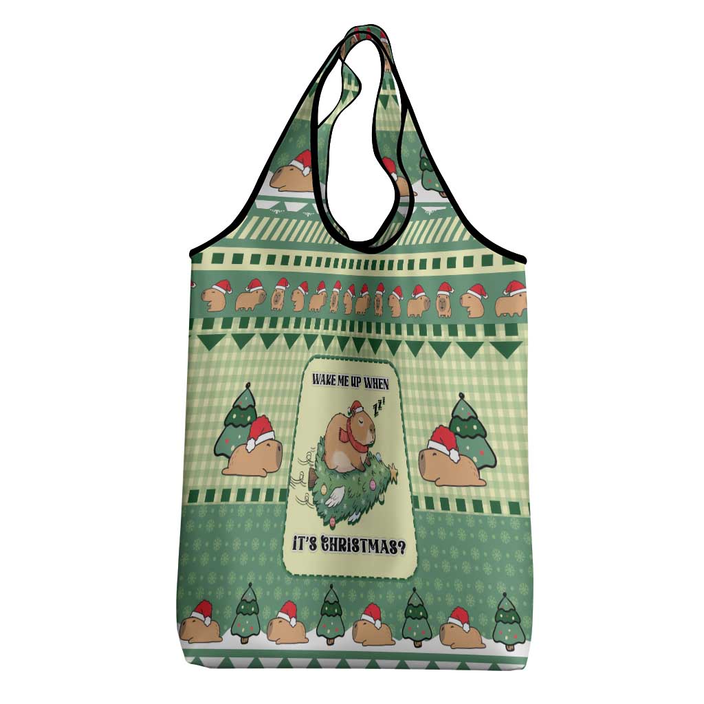 Capybara Christmas Grocery Bag Wake Me Up When It's Christmas - Wonder Print Shop