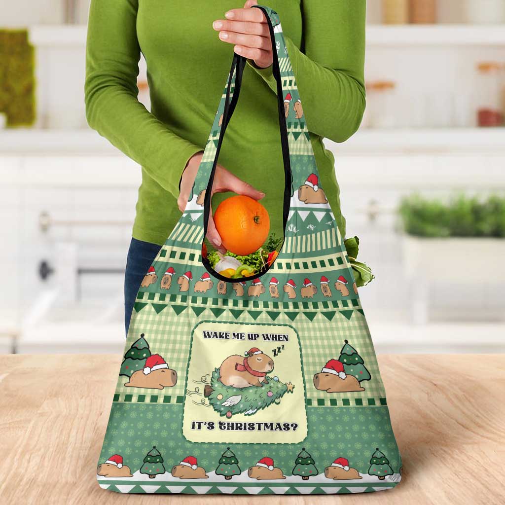 Capybara Christmas Grocery Bag Wake Me Up When It's Christmas - Wonder Print Shop