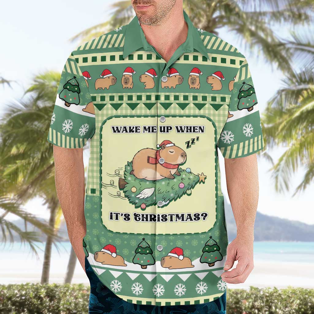 Capybara Christmas Hawaiian Shirt Wake Me Up When It's Christmas - Wonder Print Shop