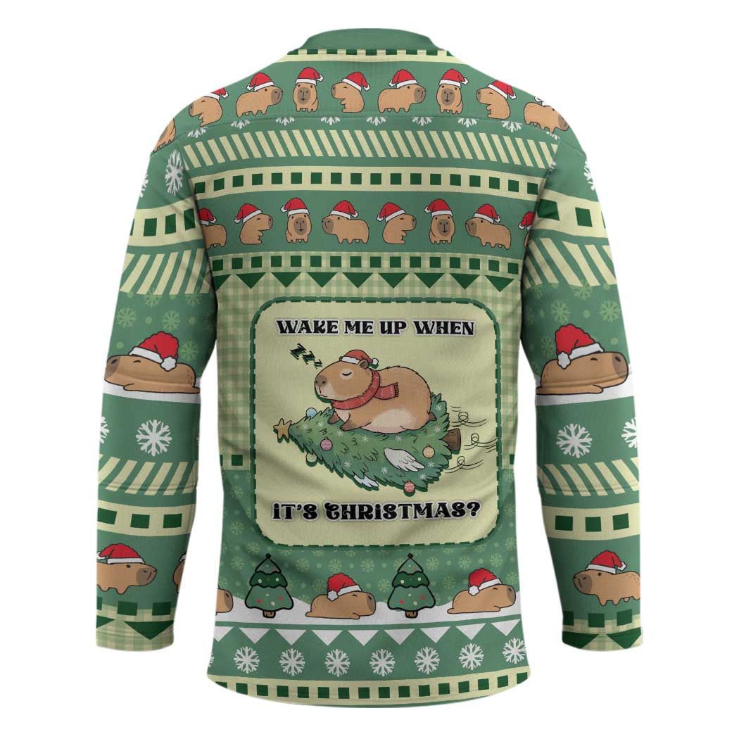 Capybara Christmas Hockey Jersey Wake Me Up When It's Christmas - Wonder Print Shop