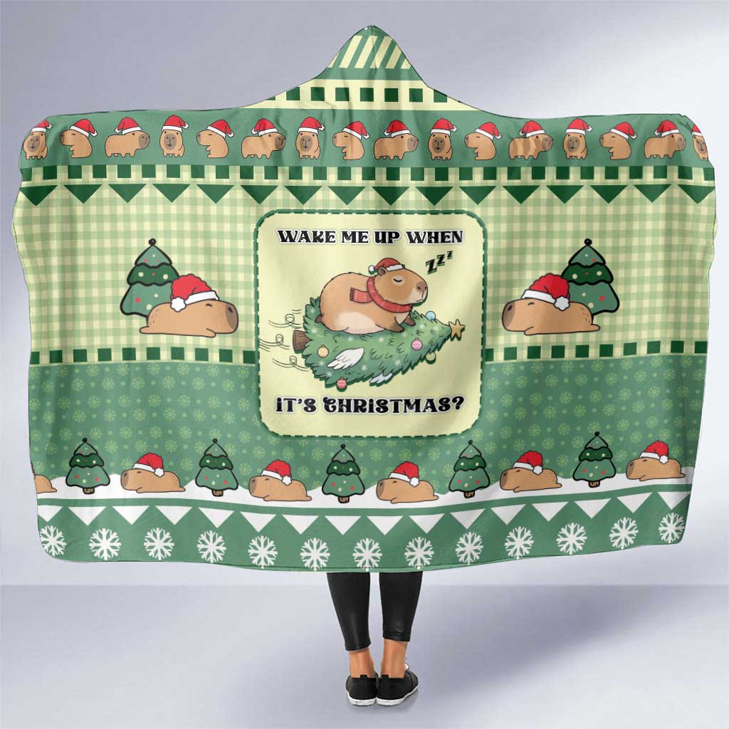 Capybara Christmas Hooded Blanket Wake Me Up When It's Christmas - Wonder Print Shop