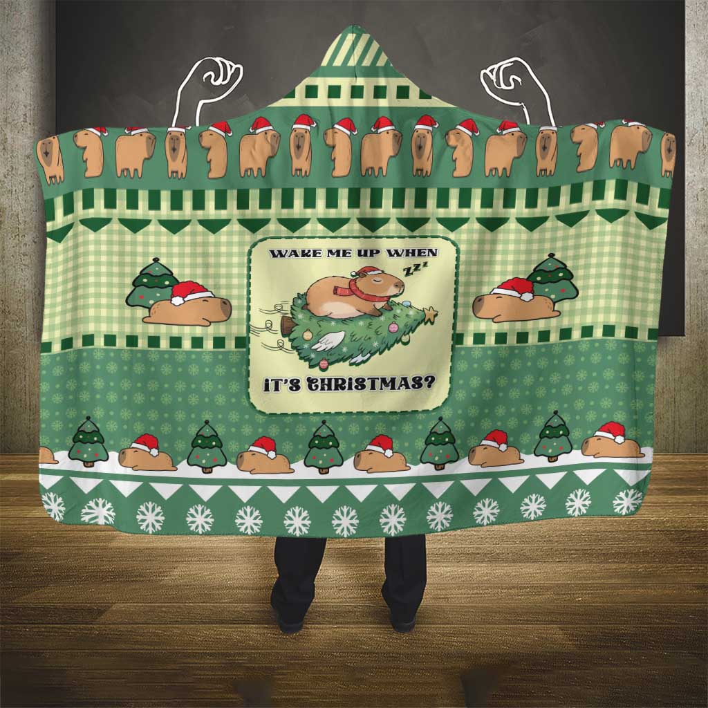 Capybara Christmas Hooded Blanket Wake Me Up When It's Christmas - Wonder Print Shop