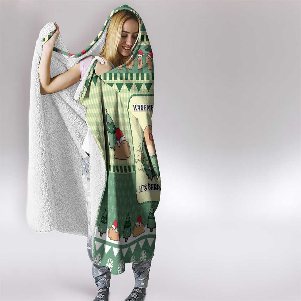 Capybara Christmas Hooded Blanket Wake Me Up When It's Christmas - Wonder Print Shop