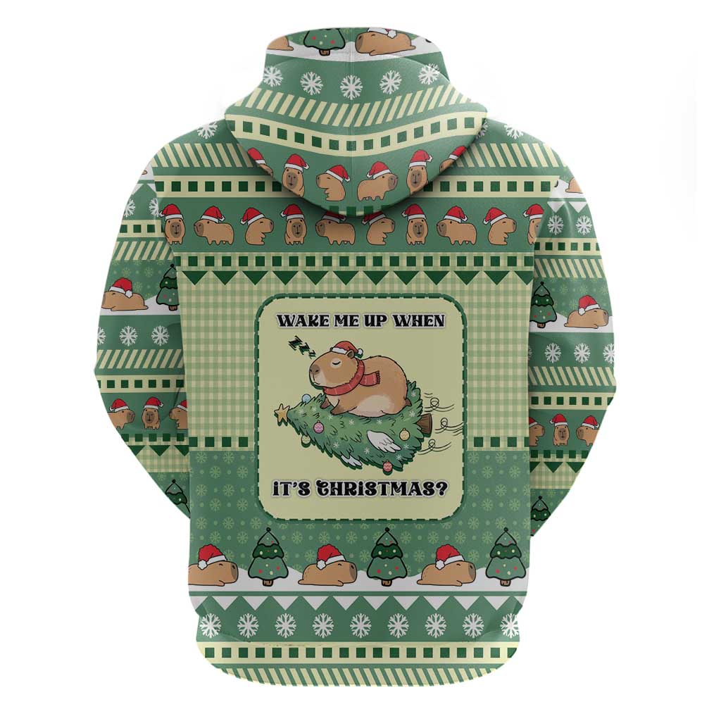 Capybara Christmas Hoodie Wake Me Up When It's Christmas - Wonder Print Shop