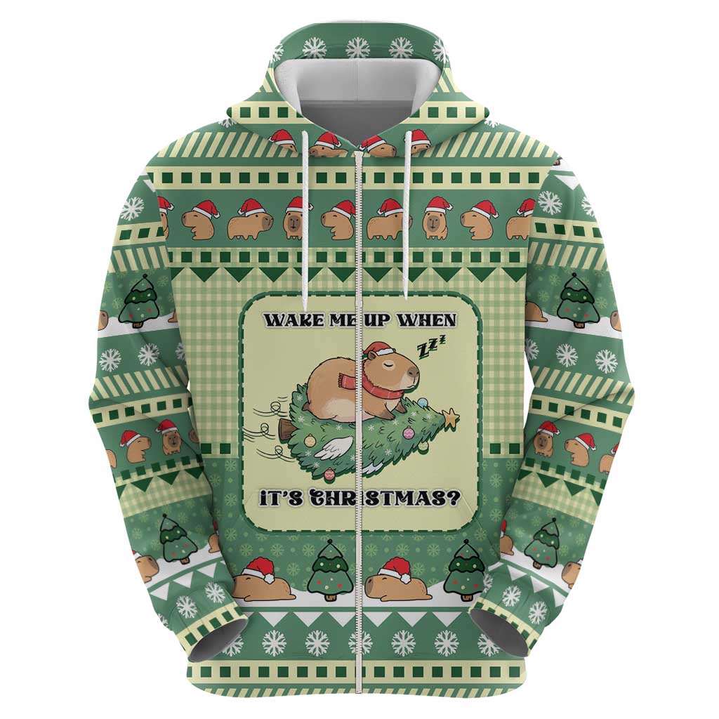 Capybara Christmas Hoodie Wake Me Up When It's Christmas - Wonder Print Shop
