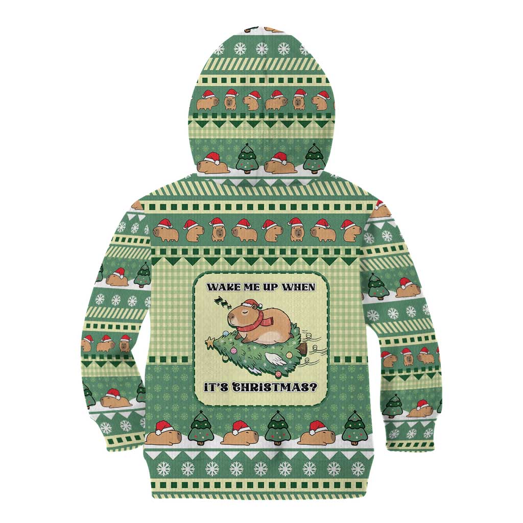 Capybara Christmas Kid Hoodie Wake Me Up When It's Christmas - Wonder Print Shop
