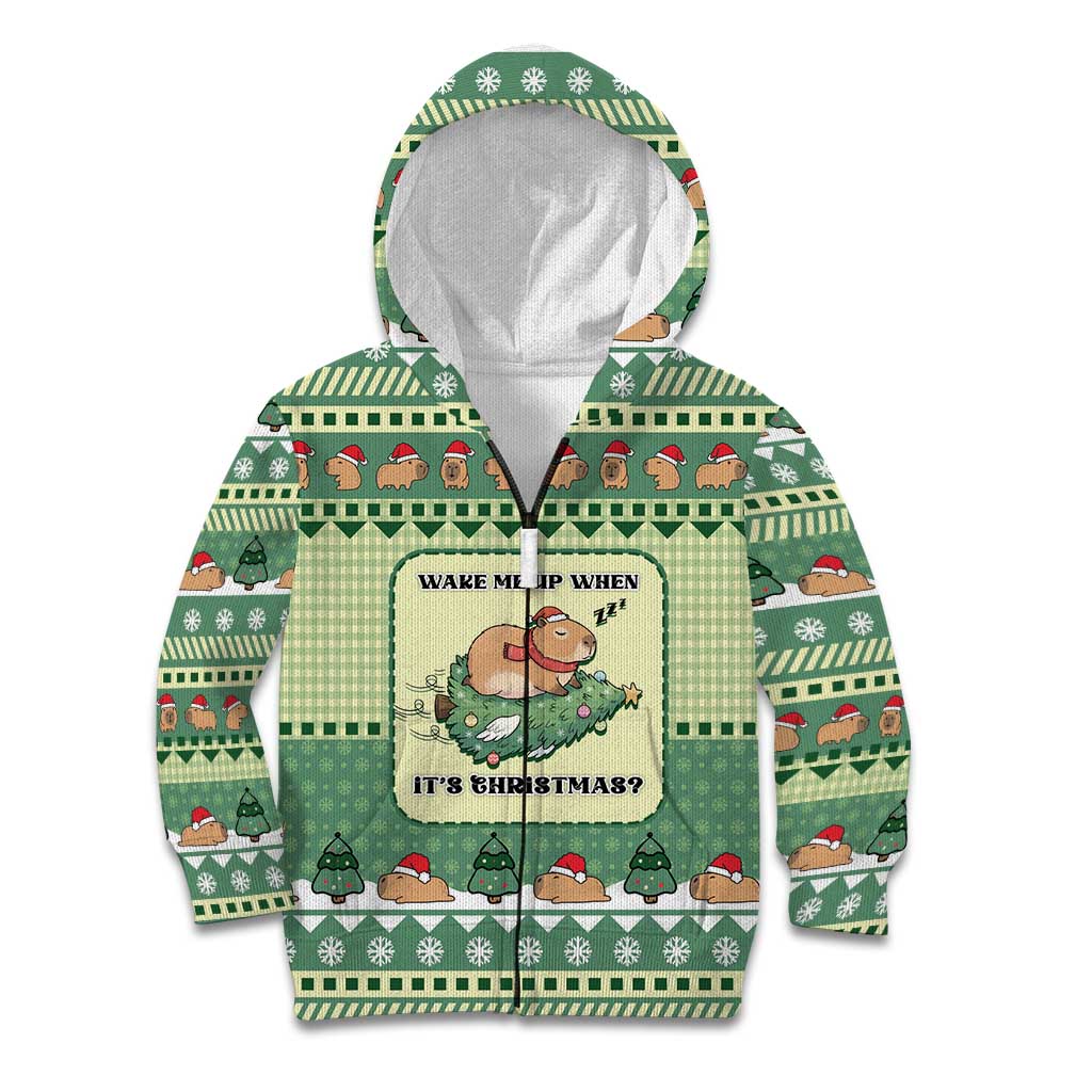 Capybara Christmas Kid Hoodie Wake Me Up When It's Christmas - Wonder Print Shop
