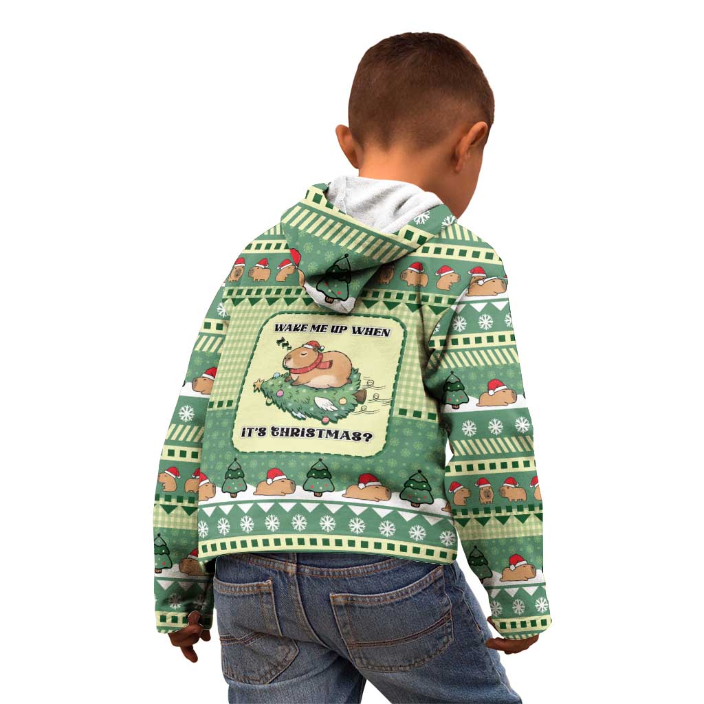 Capybara Christmas Kid Hoodie Wake Me Up When It's Christmas - Wonder Print Shop