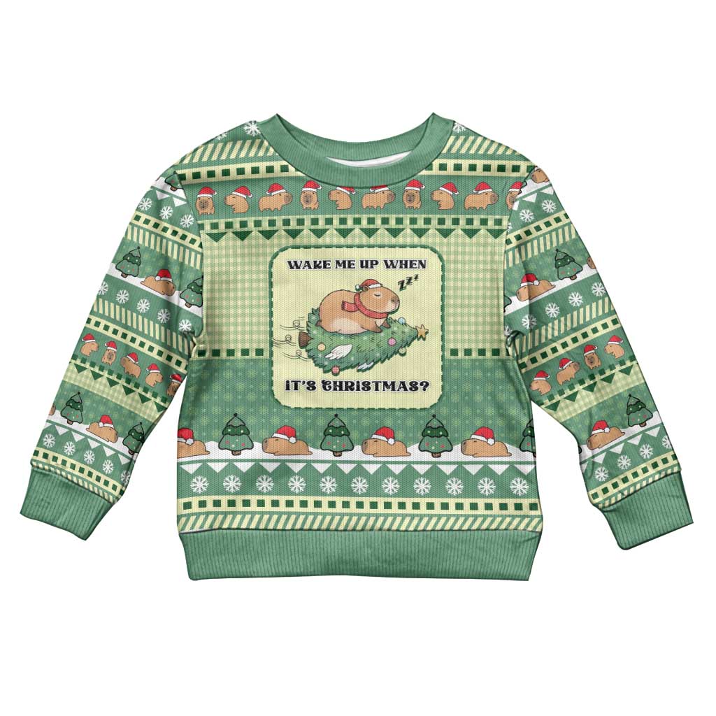 Capybara Christmas Kid Ugly Christmas Sweater Wake Me Up When It's Christmas - Wonder Print Shop