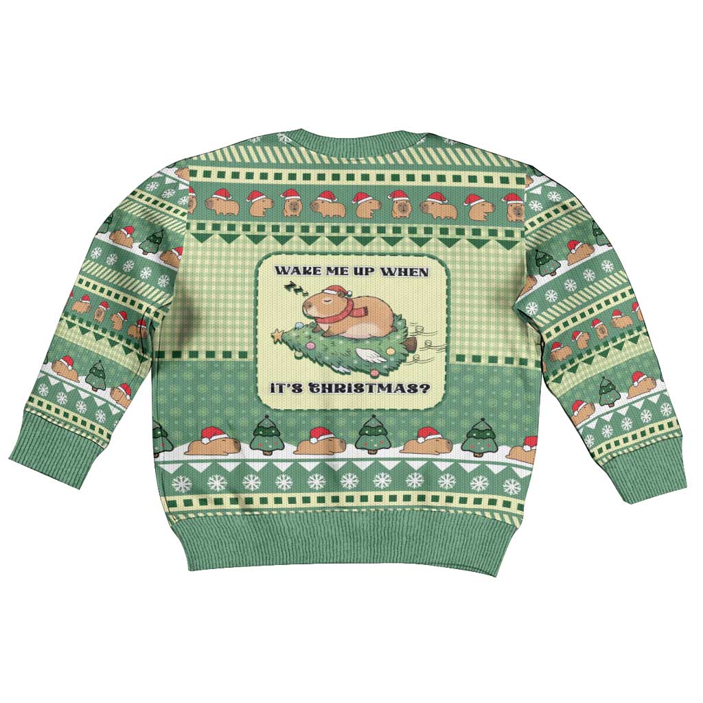 Capybara Christmas Kid Ugly Christmas Sweater Wake Me Up When It's Christmas - Wonder Print Shop