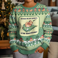 Capybara Christmas Kid Ugly Christmas Sweater Wake Me Up When It's Christmas - Wonder Print Shop
