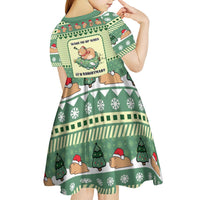 Capybara Christmas Kid Short Sleeve Dress Wake Me Up When It's Christmas - Wonder Print Shop