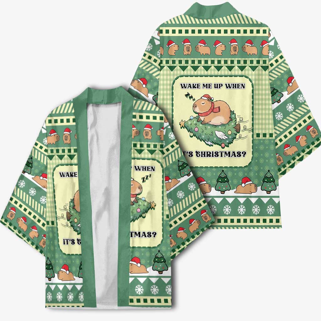 Capybara Christmas Kimono Wake Me Up When It's Christmas - Wonder Print Shop