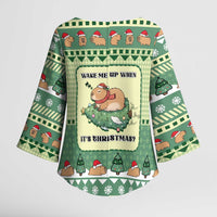 Capybara Christmas Kimono Sleeve Blouse Wake Me Up When It's Christmas - Wonder Print Shop
