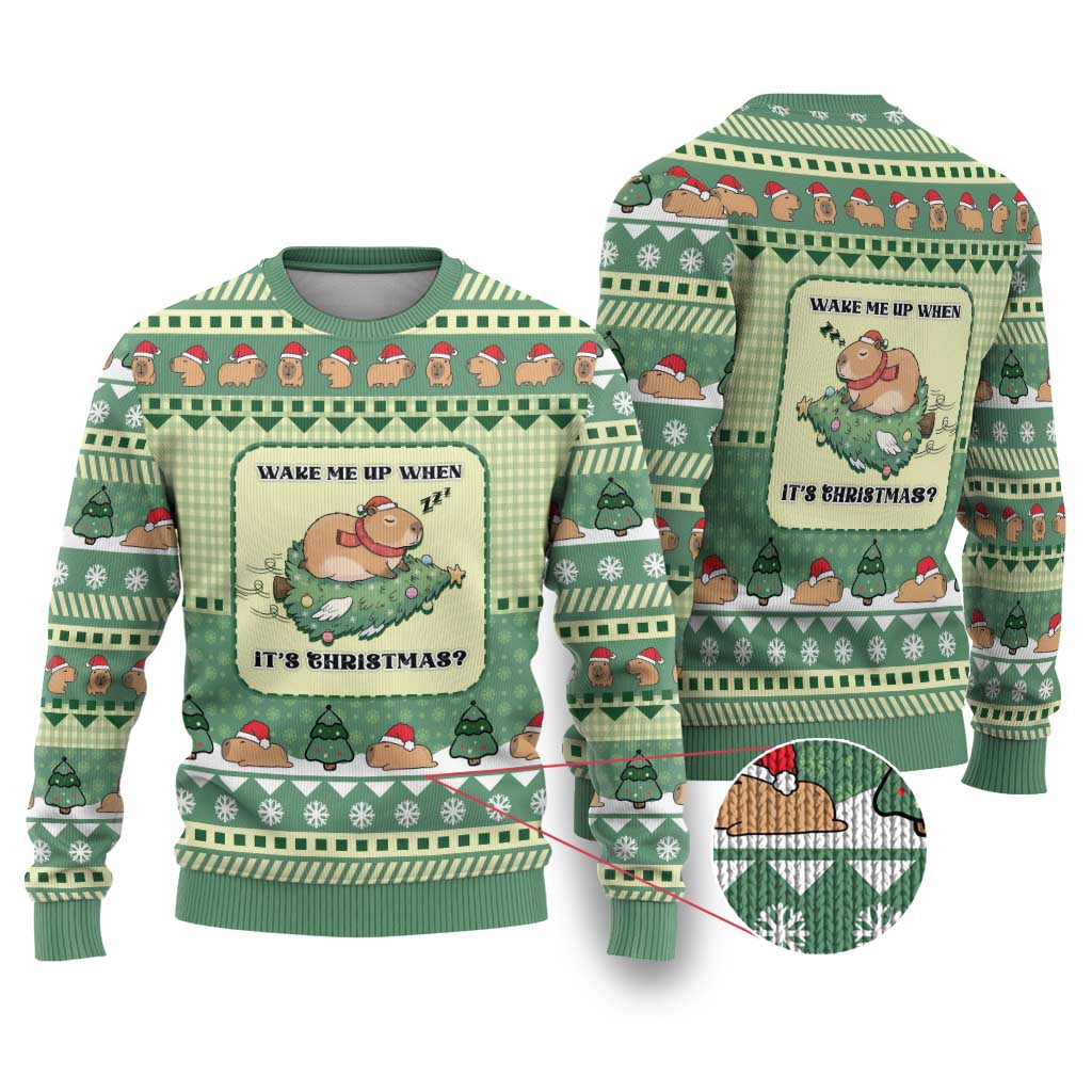 Capybara Christmas Ugly Christmas Sweater Wake Me Up When It's Christmas - Wonder Print Shop