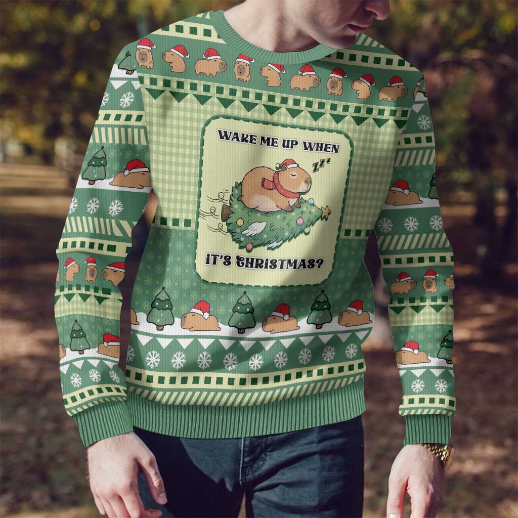 Capybara Christmas Ugly Christmas Sweater Wake Me Up When It's Christmas - Wonder Print Shop